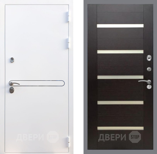 Входная металлическая Дверь Рекс (REX) 27 СБ-14 стекло белое венге поперечный в Электростали