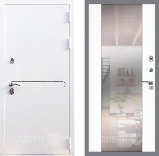 Входная металлическая Дверь Рекс (REX) 27 СБ-16 Зеркало Силк Сноу в Электростали