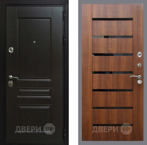 Входная металлическая Дверь Рекс (REX) Премиум-Н СБ-14 стекло черное Орех бренди в Электростали