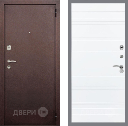 Входная металлическая Дверь Рекс (REX) 2 Медный Антик Line Силк Сноу в Электростали