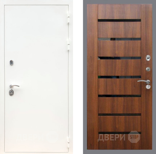 Дверь Рекс (REX) 5 Белая Шагрень СБ-14 стекло черное Орех бренди в Электростали