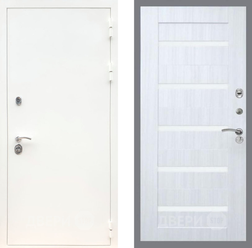 Входная металлическая Дверь Рекс (REX) 5 Белая Шагрень СБ-14 стекло белое Сандал белый в Электростали