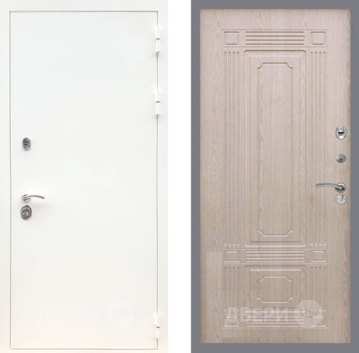 Входная металлическая Дверь Рекс (REX) 5 Белая Шагрень FL-2 Беленый дуб в Электростали