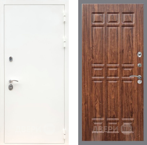 Входная металлическая Дверь Рекс (REX) 5 Белая Шагрень FL-33 орех тисненый в Электростали