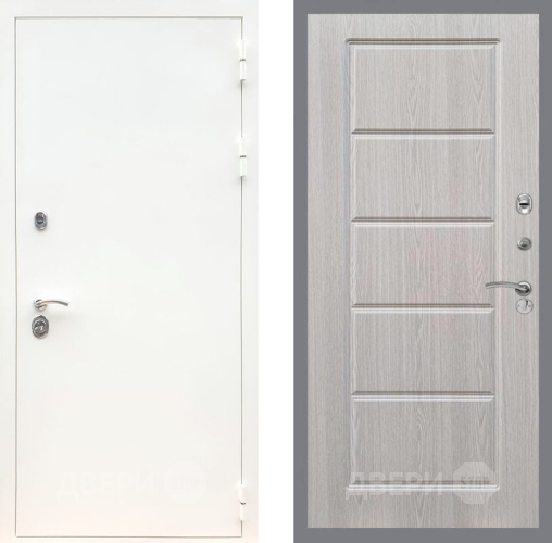 Входная металлическая Дверь Рекс (REX) 5 Белая Шагрень FL-39 Беленый дуб в Электростали