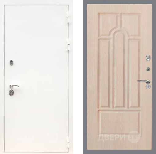 Входная металлическая Дверь Рекс (REX) 5 Белая Шагрень FL-58 Беленый дуб в Электростали