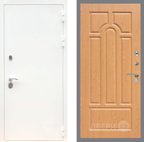 Входная металлическая Дверь Рекс (REX) 5 Белая Шагрень FL-58 Дуб в Электростали