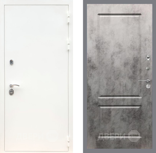 Входная металлическая Дверь Рекс (REX) 5 Белая Шагрень FL-117 Бетон темный в Электростали
