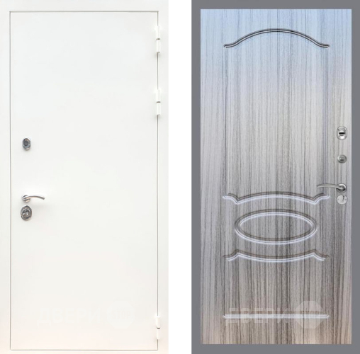 Входная металлическая Дверь Рекс (REX) 5 Белая Шагрень FL-128 Сандал грей в Электростали