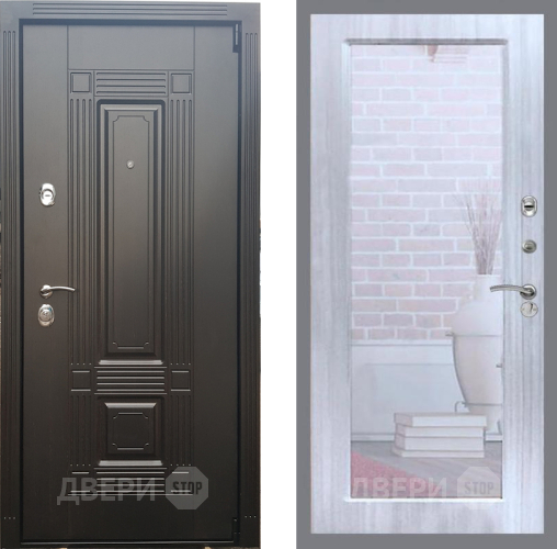 Входная металлическая Дверь Рекс (REX) 9 Зеркало Пастораль Сандал белый в Электростали