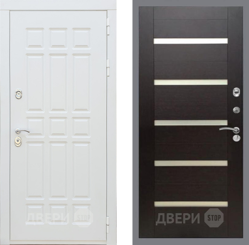 Входная металлическая Дверь Рекс (REX) 8 Силк Сноу СБ-14 стекло белое венге поперечный в Электростали