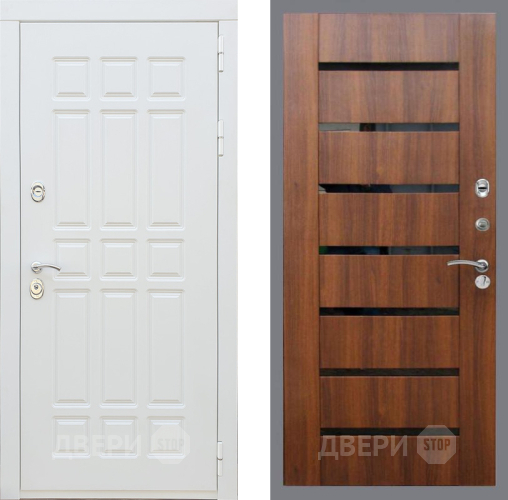 Входная металлическая Дверь Рекс (REX) 8 Силк Сноу СБ-14 стекло черное Орех бренди в Электростали