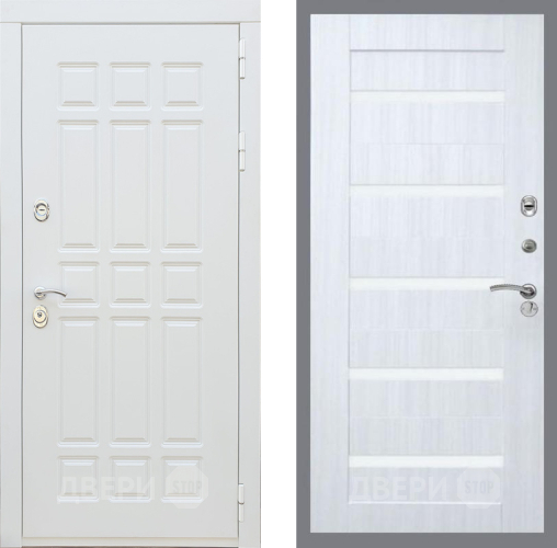 Входная металлическая Дверь Рекс (REX) 8 Силк Сноу СБ-14 стекло белое Сандал белый в Электростали