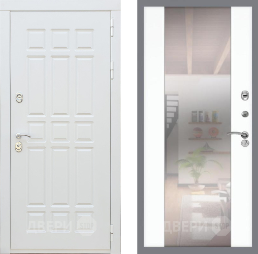 Входная металлическая Дверь Рекс (REX) 8 Силк Сноу СБ-16 Зеркало Силк Сноу в Электростали