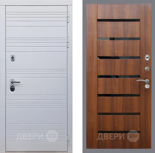 Входная металлическая Дверь Рекс (REX) 14 Силк Сноу СБ-14 стекло черное Орех бренди в Электростали