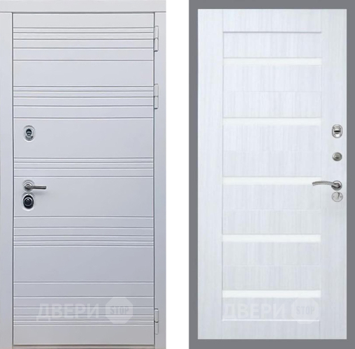 Входная металлическая Дверь Рекс (REX) 14 Силк Сноу СБ-14 стекло белое Сандал белый в Электростали