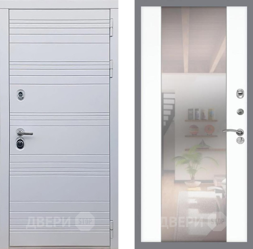 Входная металлическая Дверь Рекс (REX) 14 Силк Сноу СБ-16 Зеркало Силк Сноу в Электростали