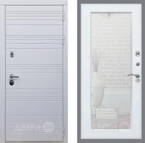 Входная металлическая Дверь Рекс (REX) 14 Силк Сноу Зеркало Пастораль Силк Сноу в Электростали