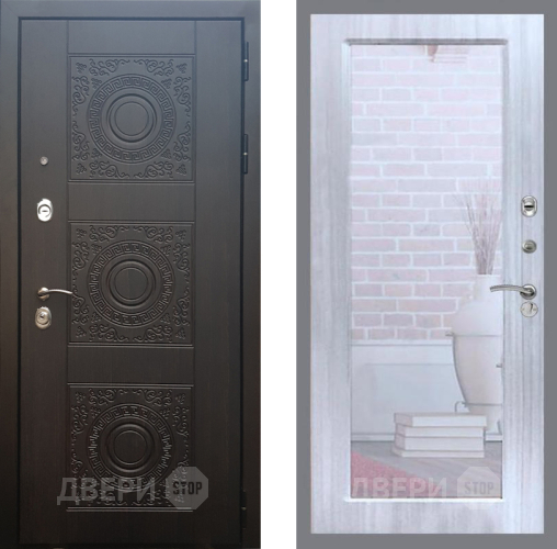 Входная металлическая Дверь Рекс (REX) 10 Зеркало Пастораль Сандал белый в Электростали