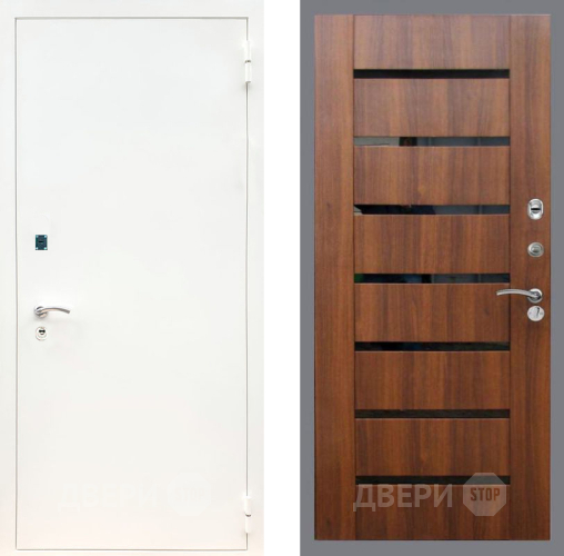 Входная металлическая Дверь Рекс (REX) 1А Белая шагрень СБ-14 стекло черное Орех бренди в Электростали