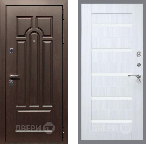 Входная металлическая Дверь Рекс (REX) Эврика СБ-14 стекло белое Сандал белый в Электростали