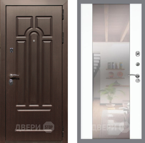 Входная металлическая Дверь Рекс (REX) Эврика СБ-16 Зеркало Силк Сноу в Электростали