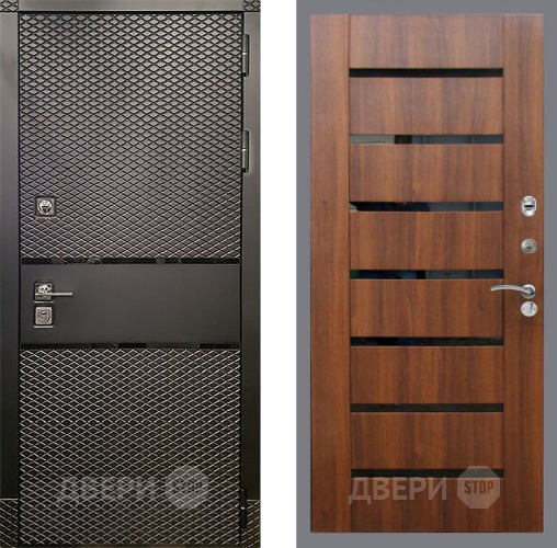 Входная металлическая Дверь Рекс (REX) 15 Черный Кварц СБ-14 стекло черное Орех бренди в Электростали