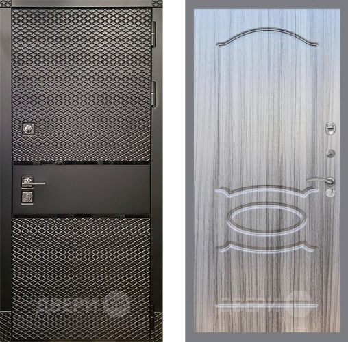 Входная металлическая Дверь Рекс (REX) 15 Черный Кварц FL-128 Сандал грей в Электростали