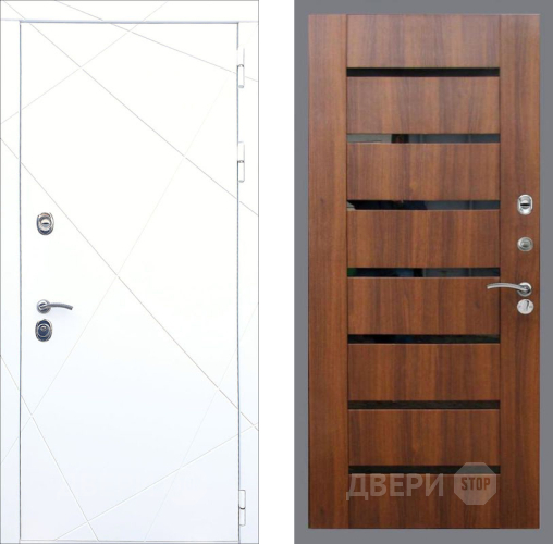 Входная металлическая Дверь Рекс (REX) 13 Силк Сноу СБ-14 стекло черное Орех бренди в Электростали