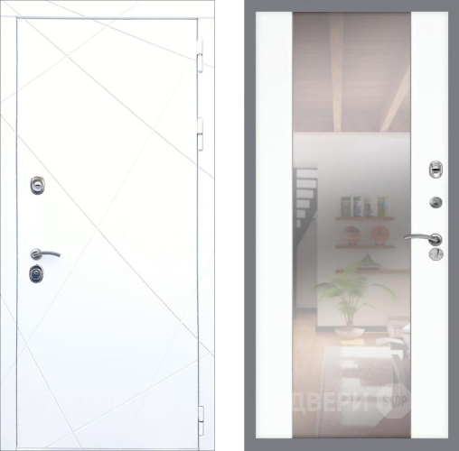 Входная металлическая Дверь Рекс (REX) 13 Силк Сноу СБ-16 Зеркало Силк Сноу в Электростали