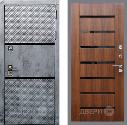 Входная металлическая Дверь Рекс (REX) 15 Бетон Темный СБ-14 стекло черное Орех бренди в Электростали