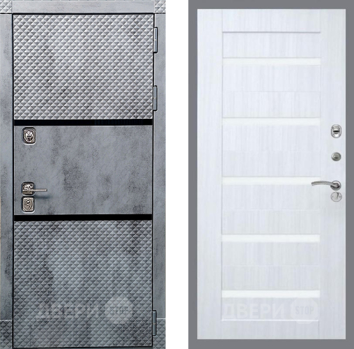 Дверь Рекс (REX) 15 Бетон Темный СБ-14 стекло белое Сандал белый в Электростали