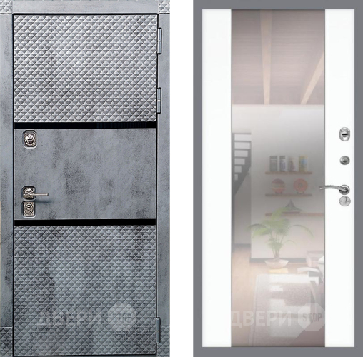 Входная металлическая Дверь Рекс (REX) 15 Бетон Темный СБ-16 Зеркало Силк Сноу в Электростали