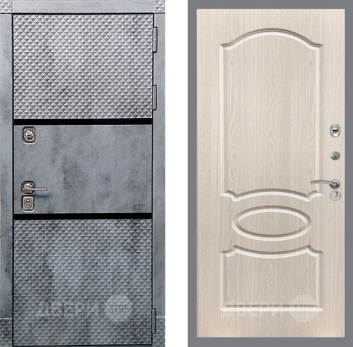 Входная металлическая Дверь Рекс (REX) 15 Бетон Темный FL-128 Беленый дуб в Электростали