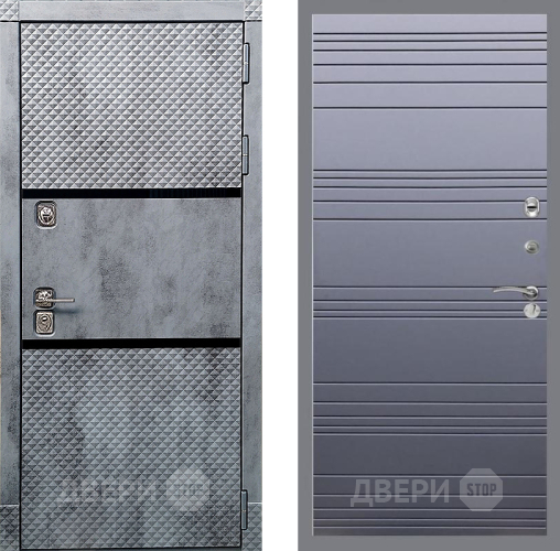 Входная металлическая Дверь Рекс (REX) 15 Бетон Темный Line Силк титан в Электростали