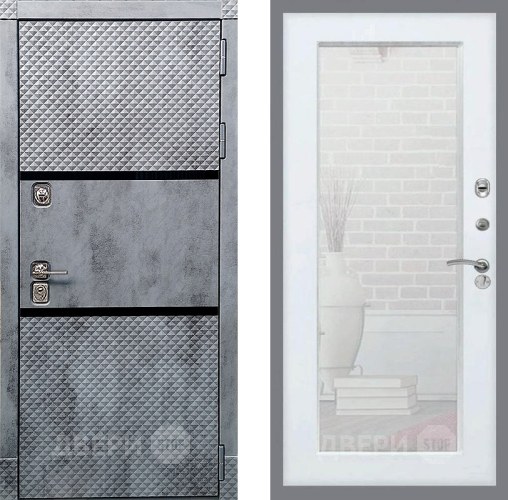 Дверь Рекс (REX) 15 Бетон Темный Зеркало Пастораль Белый ясень в Электростали