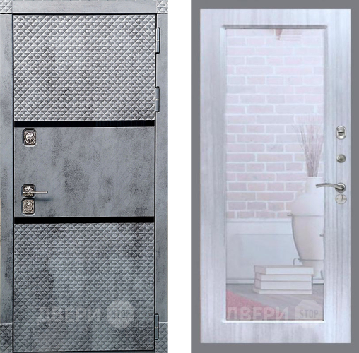 Входная металлическая Дверь Рекс (REX) 15 Бетон Темный Зеркало Пастораль Сандал белый в Электростали