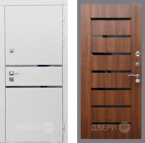 Входная металлическая Дверь Рекс (REX) 15 Силк Сноу СБ-14 стекло черное Орех бренди в Электростали