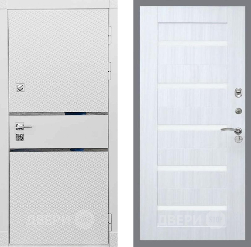 Входная металлическая Дверь Рекс (REX) 15 Силк Сноу СБ-14 стекло белое Сандал белый в Электростали