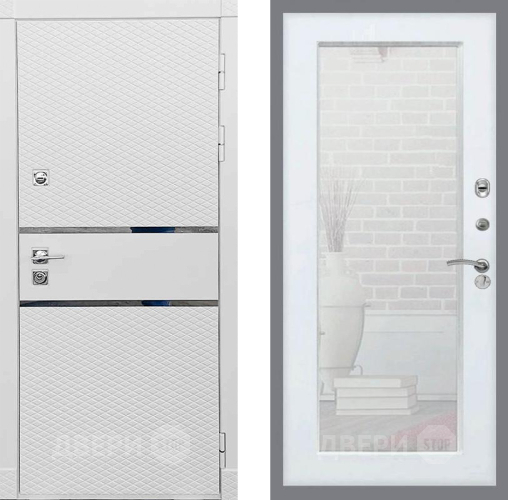 Входная металлическая Дверь Рекс (REX) 15 Силк Сноу Зеркало Пастораль Силк Сноу в Электростали