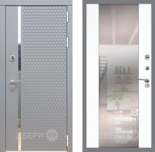 Входная металлическая Дверь Рекс (REX) 24 СБ-16 Зеркало Силк Сноу в Электростали
