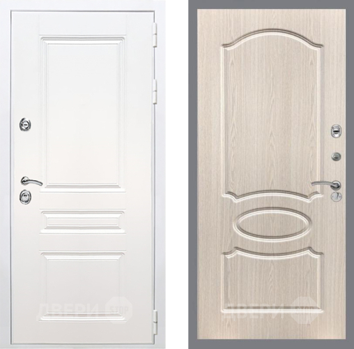 Входная металлическая Дверь Рекс (REX) Премиум-н Силк Сноу FL-128 Беленый дуб в Электростали