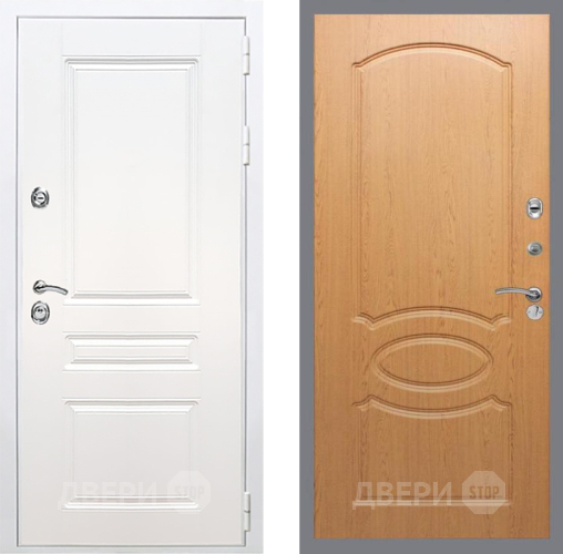 Входная металлическая Дверь Рекс (REX) Премиум-н Силк Сноу FL-128 Дуб в Электростали