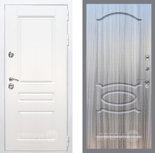 Входная металлическая Дверь Рекс (REX) Премиум-н Силк Сноу FL-128 Сандал грей в Электростали