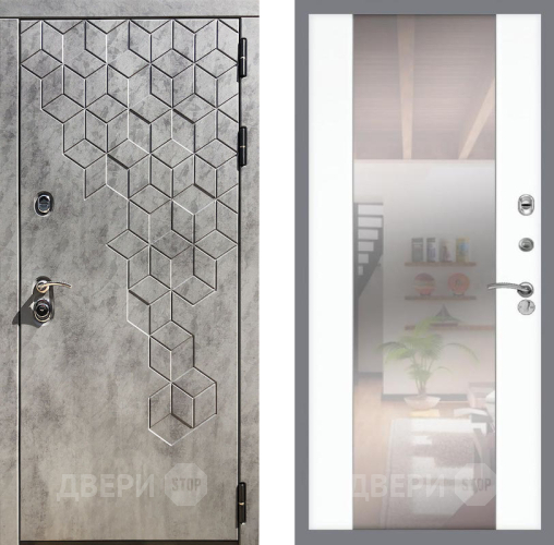 Входная металлическая Дверь Рекс (REX) 23 СБ-16 Зеркало Силк Сноу в Электростали