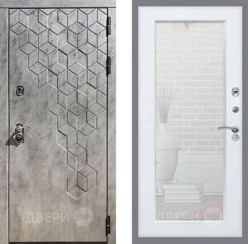 Входная металлическая Дверь Рекс (REX) 23 Зеркало Пастораль Белый ясень в Электростали