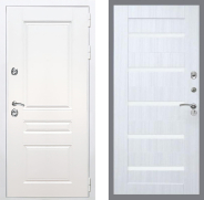 Дверь Рекс (REX) Премиум-н Силк Сноу СБ-14 стекло белое Сандал белый 860х2050 мм